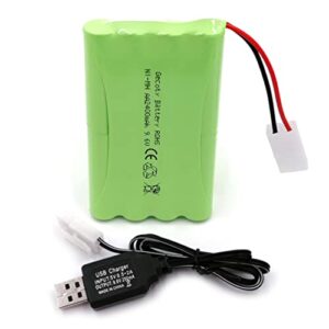 Radiostyrd Bil Batteri: Bästa Valen för Långvarig Prestanda Gecoty® NiMH uppladdningsbart 9,6 V 2 400 mAh AA-batteri med KET 2P-kontakt och laddningskabel, för lastbilar, stridsvagnar och radiostyrda slagskepp