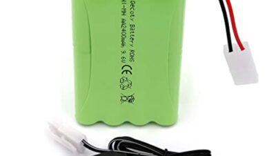 Gecoty® NiMH uppladdningsbart 9,6 V 2 400 mAh AA-batteri med KET 2P-kontakt och laddningskabel, för lastbilar, stridsvagnar och radiostyrda slagskepp