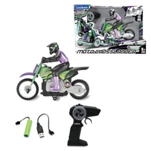 Lexibook, Crosslander®, Radiostyrd offroad-motorcykel, upp till 12 km/h, perfekt balans, ljuseffekter, galna sladdar, snabb acceleration, ergonomisk fjärrkontroll, uppladdningsbar, RC18