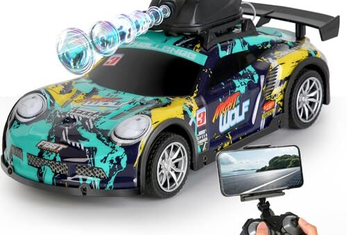 OBEST Fjärrstyrd bil med kamera, 2,4 GHz, fjärrstyrd drift, automatisk appkontroll, RC-kamera racerbil, fordon, graffiti, allround, för pojkar från 3, 4, 5, 6 år